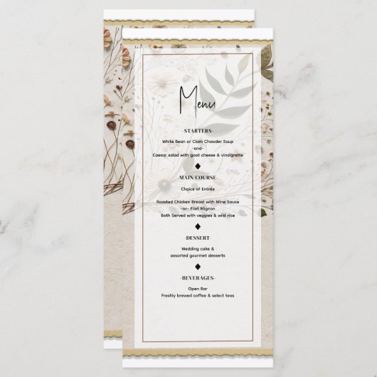 ネイチャー美しい植物花結婚のメニュー メニュー (正面/裏面)