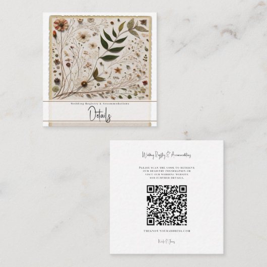 ネイチャー美しい植物花葉と結婚s スクエア名刺 (正面/裏面)