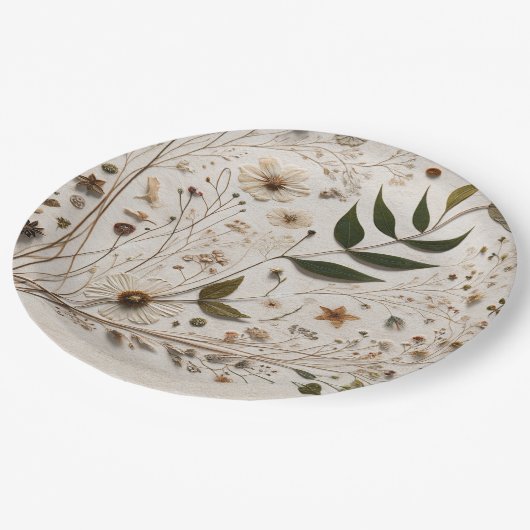 ネイチャー美しい植物花葉と結婚s ペーパープレート (アングル)