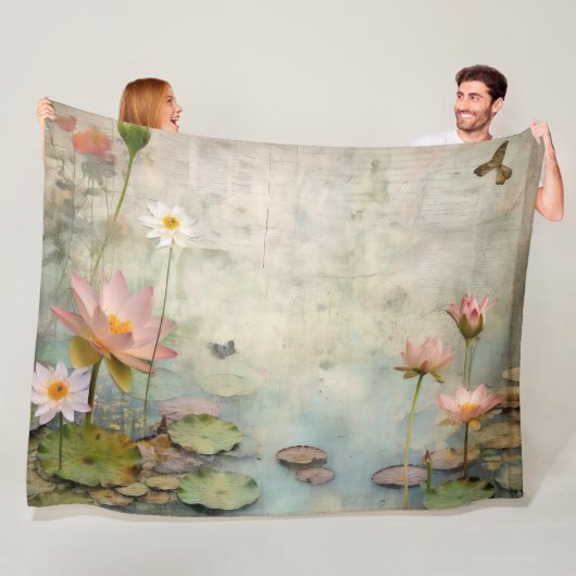 ネイチャー調和ビューティフル《植物》スイレンセレニティ フリースブランケット (インサイチュ)