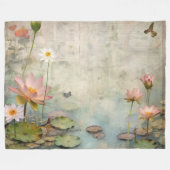 ネイチャー調和ビューティフル《植物》スイレンセレニティ フリースブランケット (正面(横))