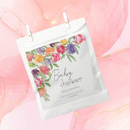 ネイチャー賛美ズチューリップと緑の赤ちゃんシャワー フェイバーバッグ