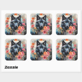 ネイチャー魔法魅力的 – オオカミin the Flower Parad スクエアシール (シート)