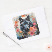 ネイチャー魔法魅力的 – オオカミin the Flower Parad スクエアシール (封筒)