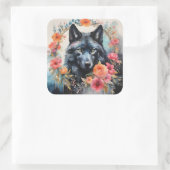 ネイチャー魔法魅力的 – オオカミin the Flower Parad スクエアシール (バッグ)