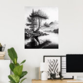 ネイチャー・リフレクション・スケッチポスター ポスター (ホームオフィス)