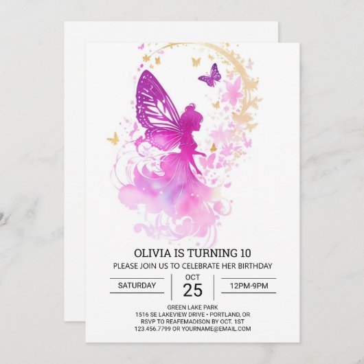 ネイチャーTouchおとぎ話誕生日魔法 招待状 (正面/裏面)