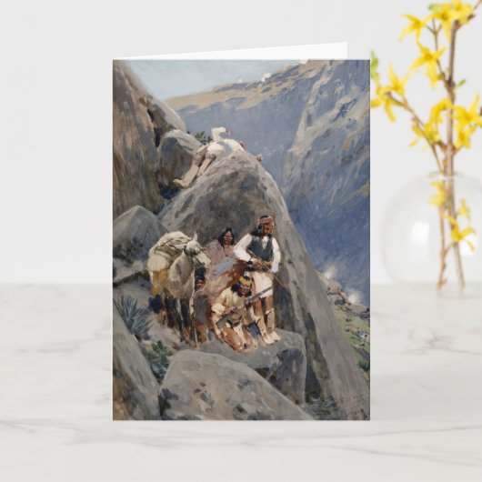 ネイティブアメリカンのアイコン:アパッチの戦士たち、米騎兵隊 カード (黄色い花)