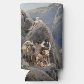 ネイティブアメリカンのアイコン：アパッチの戦士たち、米騎兵隊 スリム缶クーラー (裏面)