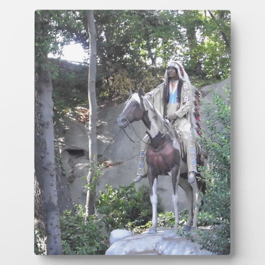 ネイティブアメリカンのインディアン酋長と馬 フォトプラーク (正面)