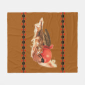 ネイティブアメリカンのオオカミの一族のチェロキーインドの戦士 フリースブランケット (正面(横))