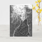 ネイティブアメリカンのオオカミの挨拶状 カード (黄色い花)