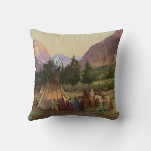 ネイティブアメリカンのカラスの種族のMoJoの枕 クッション (裏面)