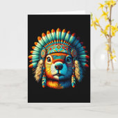 ネイティブアメリカンのグラウンドホッグ ネイティブインディアン フェア カード (黄色い花)