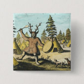 ネイティブアメリカンのシャーマン 缶バッジ (正面)