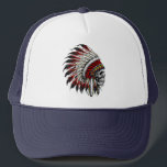 ネイティブアメリカンのスカルのトラック運転手の帽子 キャップ<br><div class="desc">ネイティブアメリカンのスカルのトラック運転手の帽子</div>