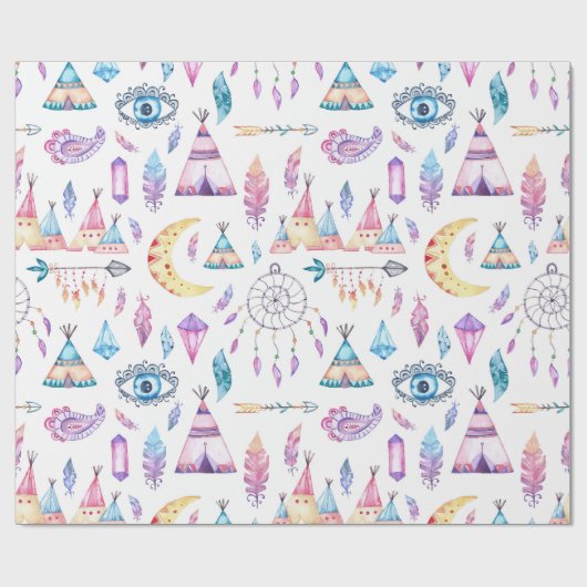 ネイティブアメリカンのテント小屋のDreamcatchersの矢 ラッピングペーパー (フラット)