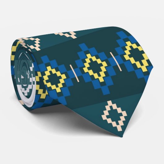 ネイティブアメリカンのデザインの青いタイ ネクタイ (ロール)