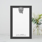 ネイティブアメリカンのトラの責任者は|あなたの名前を加えます 便箋 (スタンド正面)