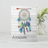 ネイティブアメリカンのドリームキャッチャー誕生日パーティー 招待状 (スタンド正面)