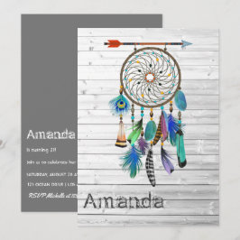 ネイティブアメリカンのドリームキャッチャー誕生日パーティー 招待状