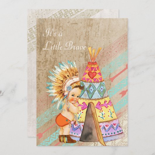 ネイティブアメリカンのベビーシャワーの招待状 招待状 (正面/裏面)