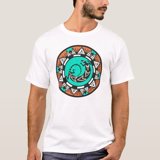 ネイティブアメリカンの円のトカゲのデザイン Tシャツ (正面)