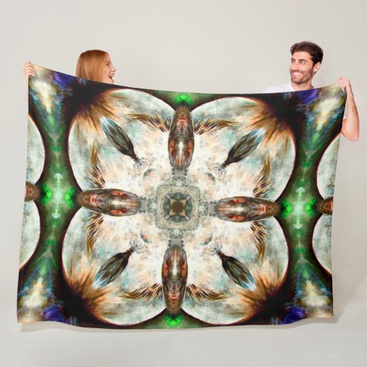 ネイティブアメリカンの動物のタカの精神のトーテムの曼荼羅 フリースブランケット (インサイチュ)