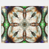 ネイティブアメリカンの動物のタカの精神のトーテムの曼荼羅 フリースブランケット (正面(横))