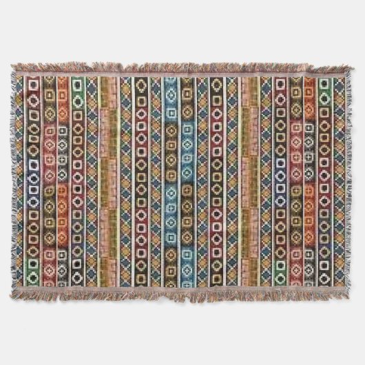 ネイティブアメリカンの多色のな投球毛布 スローブランケット (正面)