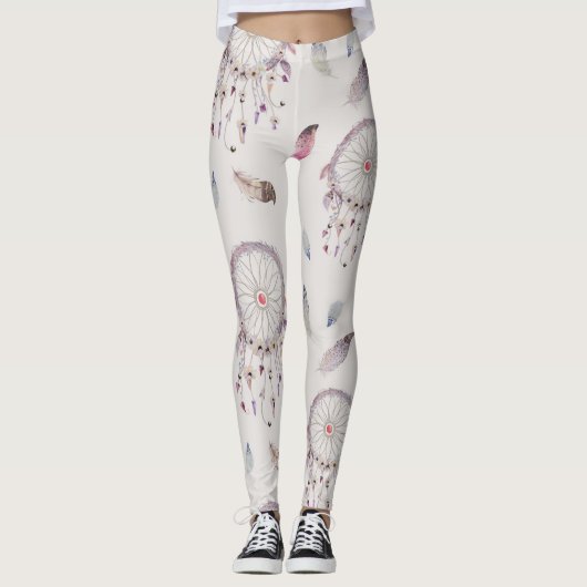 ネイティブアメリカンの夢のキャッチャー及び羽のレギンス レギンス (正面)
