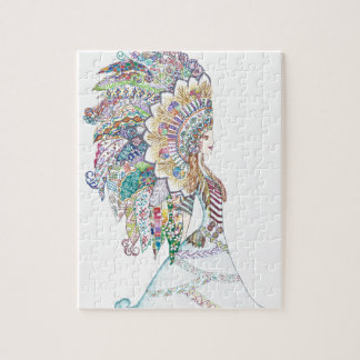 ネイティブアメリカンの女の子の頭飾り ジグソーパズル
