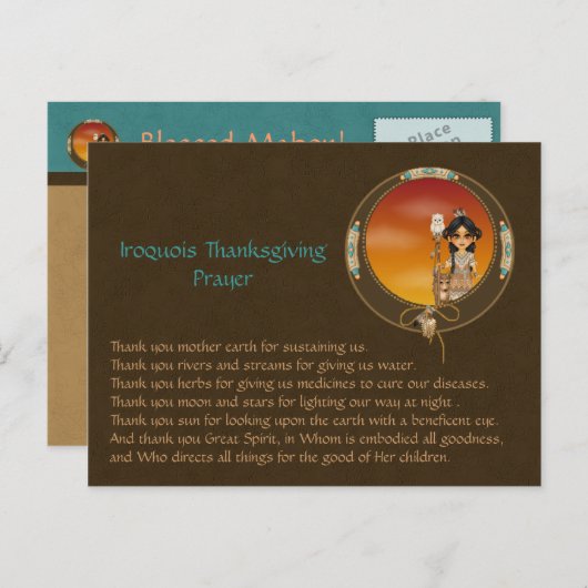ネイティブアメリカンの女の子 シーズンポストカード (正面/裏面)