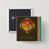 ネイティブアメリカンの女の子 缶バッジ (正面&裏面)