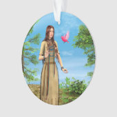 ネイティブアメリカンの女性 森の鳥 アート オーナメント (正面)