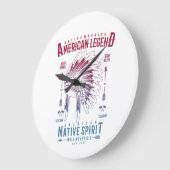 ネイティブアメリカンの戦士の種族の精神の芸術のギフト ラージ壁時計 (傾斜)
