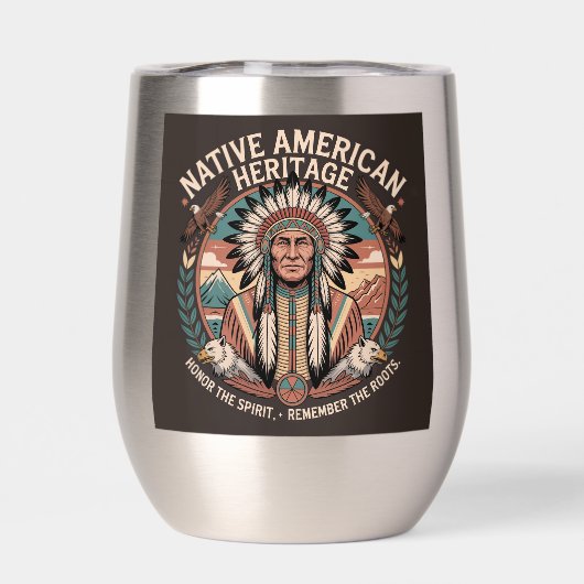 ネイティブアメリカンの文化遺産を象徴する魔法瓶タンブラー (背面)