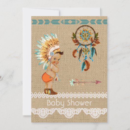 ネイティブアメリカンの男の赤ちゃんのベビーシャワーの招待状 招待状 (正面)