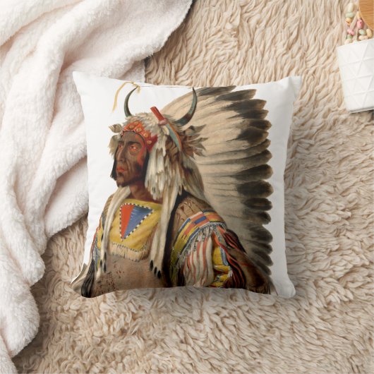 ネイティブアメリカンの種族のインディアンの酋長の頭部の服 クッション (ブランケット)