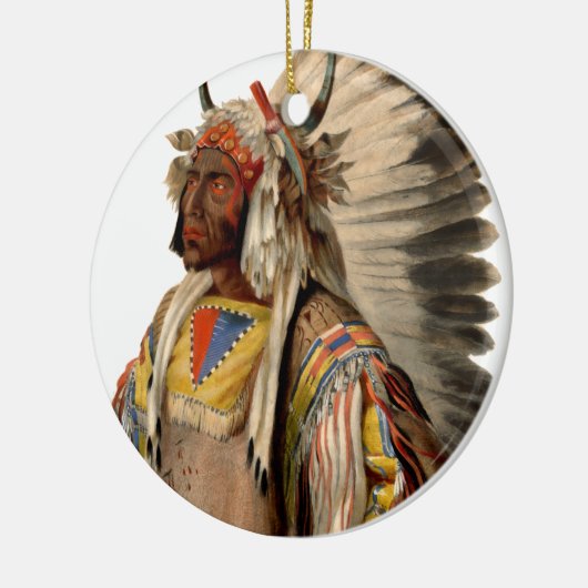 ネイティブアメリカンの種族のインディアンの酋長の頭部の服 セラミックオーナメント (左)