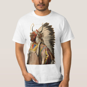 ネイティブアメリカンの種族のインディアンの酋長の頭部の服 Tシャツ