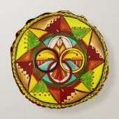 ネイティブアメリカンの薬の車輪の曼荼羅の枕 ラウンドクッション (裏面)