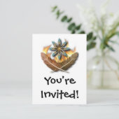 ネイティブアメリカンの赤い尾の鷹の羽根と炎のデジタルアート 招待状 (スタンド正面)