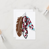 ネイティブアメリカンは挨拶状に羽をつけます カード (正面/裏面インサイチュ)