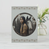 ネイティブアメリカンガールの馬の招待状 招待状 (スタンド正面)