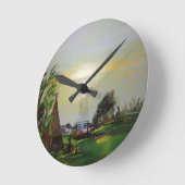 ネイティブアメリカン島の歩行 ラウンド壁時計 (傾斜)