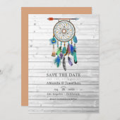 ネイティブアメリカン ドリームキャッチャー ボヘミアンワディング セーブザデート (正面/裏面)