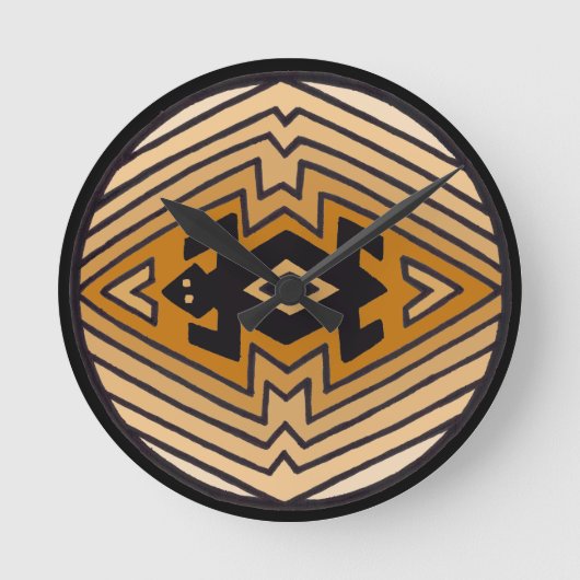 ネイティブアメリカン ミンブレス クマ ラウンド壁時計 (正面)