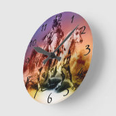 ネイティブアメリカン ラウンド壁時計 (傾斜)