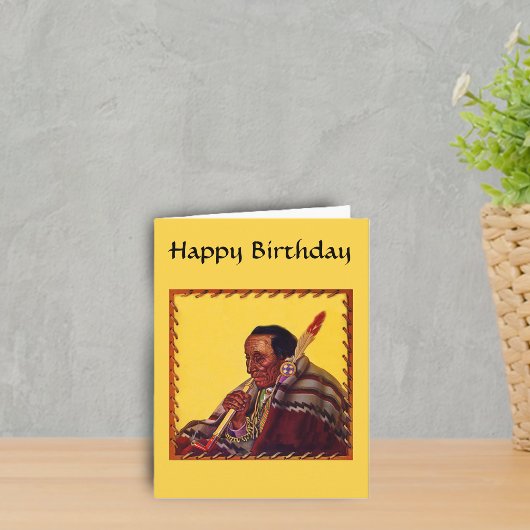 ネイティブアメリカン 戦士 ピースパイプ 誕生日 カード